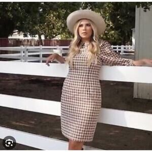 Jessakae Jessy Jane Mini Dress Size S Gingham Prairie Puffed Long Sleeves‎ Fall